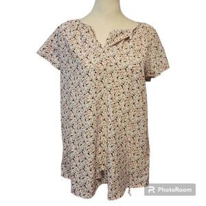 SimpleFun Women's Boho Tops Floral V Neck Short Sleeve  Blouse Shirts Size Mediu